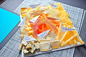 Assorted French cut slice cheese platter