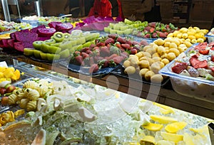 Assorted Fresh Fruits in Storefront