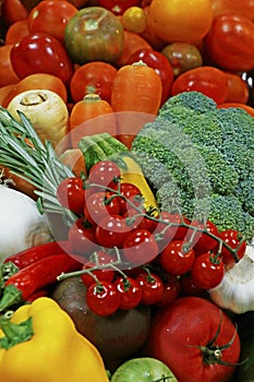 Assorted fresh garden vegetables in close up