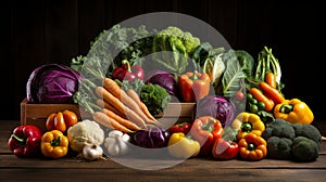 Assorted fresh vegetables casually arranged on white background, copy space available
