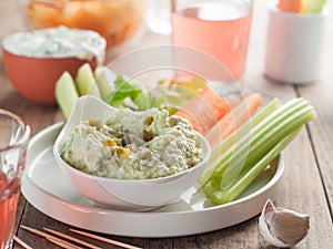 Assorted fresh vegetables with dip