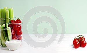 Assorted fresh vegetables with dip