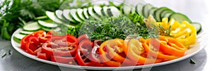 Assorted Fresh Vegetables with Sweet Bell Peppers, Sliced Cucumbers, Tomatoes, Vegetable Low Calorie