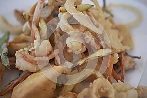 Assorted fried seafood