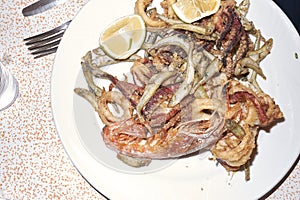 Assorted fried seafood