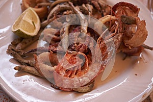 Assorted fried seafood