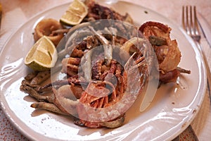 Assorted fried seafood