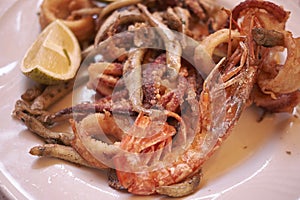 Assorted fried seafood