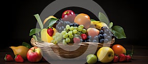Assorted Fruit Basket Filled With a Variety of Fresh and Colorful Fruits