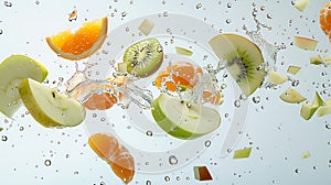 Assorted Fruit Falling Into Water