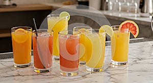 Assorted Fruit Juice Drinks in Glasses