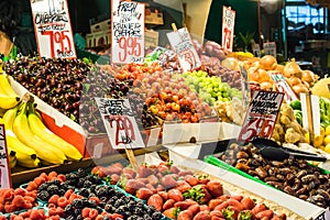 Assorted fruit stand, indoor market