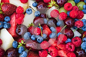 assorted fruits and berries - summer harvest. delicious dessert