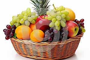 Assorted fruits meticulously categorized on a clean, bright white background for easy selection