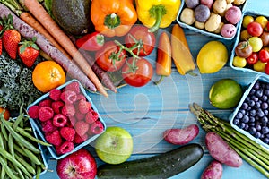 Assorted Fruits and Vegetables Background