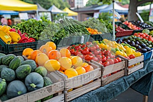 Assorted Fruits and Vegetables Display