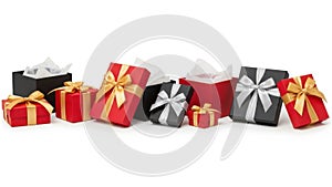 Assorted gift boxes with bows