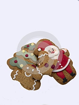 Assorted ginger cookies on white ackground
