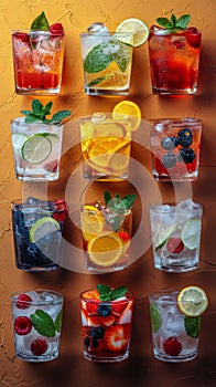 Assorted Glasses Filled With Different Drinks