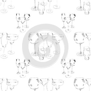 Assorted Glassware repeating pattern black on white