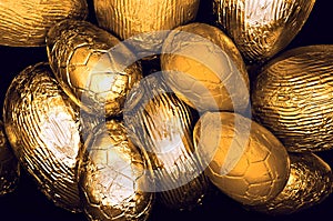 Assorted golden easter eggs