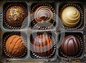 Assorted gourmet chocolates in box