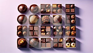 Assorted Gourmet Chocolates in Elegant Presentation, AI Generated