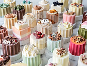 Assorted Gourmet Mini Cakes on Display