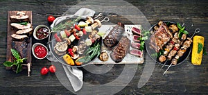 Assorted grilled meat with vegetables