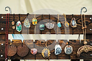 Assorted hand-painted wooden jewelry for sale