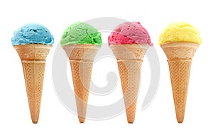 Assorted ice cream cones photo