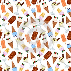 Assorted ice cream seamless pattern. Vector illustration