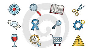 Assorted Icon Set on White Background