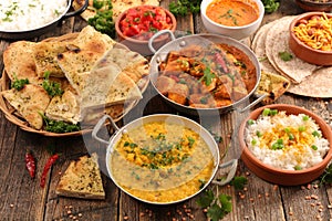 Assorted indian food