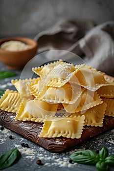Assorted italian fresh pasta photo