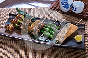 Assorted Japanese Kushiyaki, Skewered and Grilled Meat