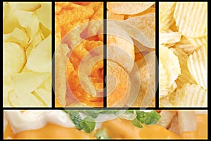 Assorted Junk Food Collage Background