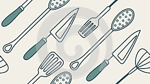 Assorted Kitchen Utensils Pattern, Cooking and Culinary Theme, vector design Generative AI