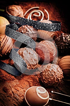 Assorted luxury handmade chocolate bonbons photo