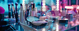 Assorted Makeup Brushes on a Vanity Table