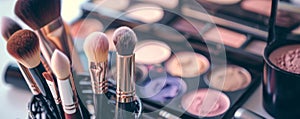 Assorted Makeup Brushes on a Vanity Table