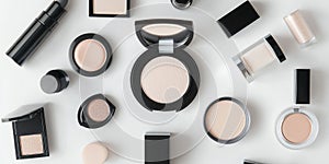 Assorted Makeup Products on a White Surface