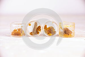 Assorted marijuana extraction concentrate aka wax crumble on jar