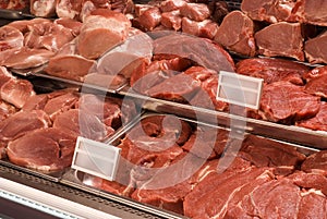Assorted meat at a butcher shop