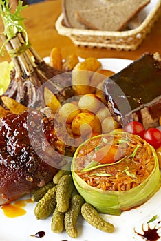 Assorted meat with vegetables garnish
