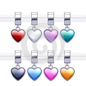 Assorted metal charm heart pendants. photo