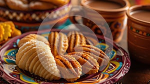 Traditional Mexican Sweet Bread and Hot Chocolate photo