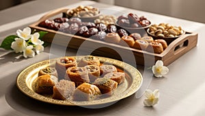 Assorted middle eastern sweets display