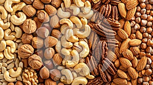 Assorted Mixed Nuts Close-Up. Generative ai.
