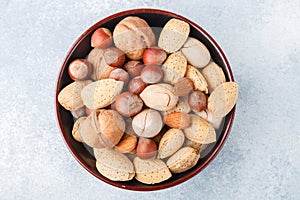 Assorted nuts in the peel